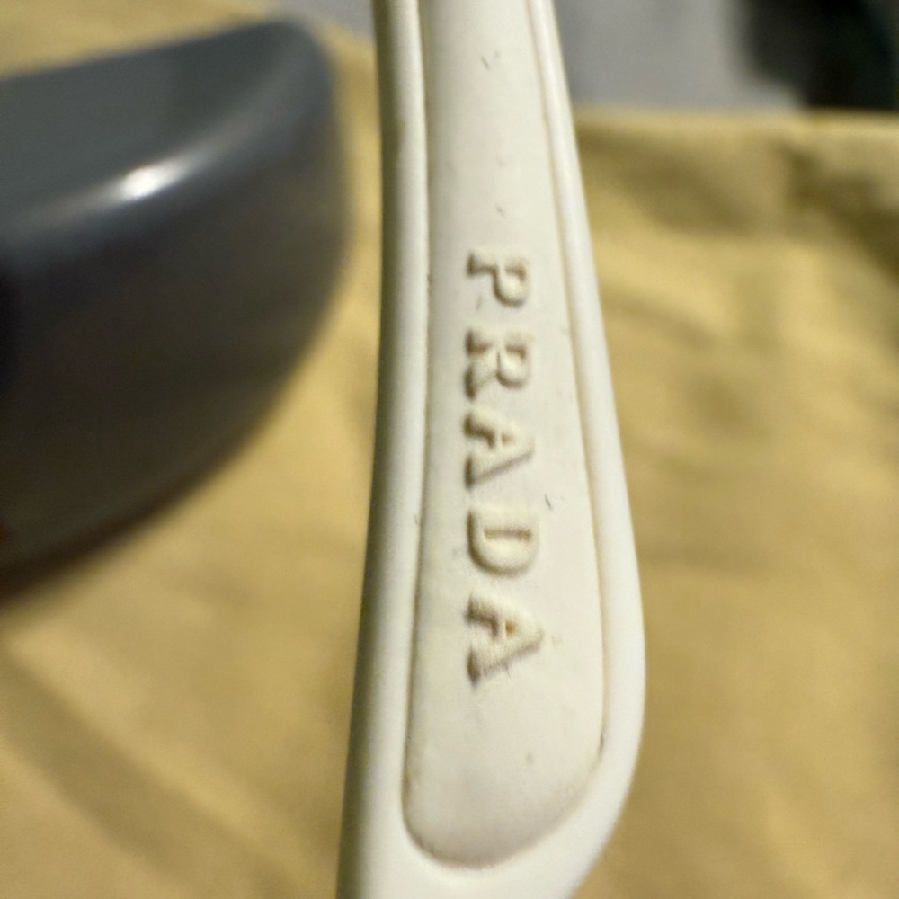 Prada Men’s White Frame Sunglasses with Black Lenses - Picture 3 of 8